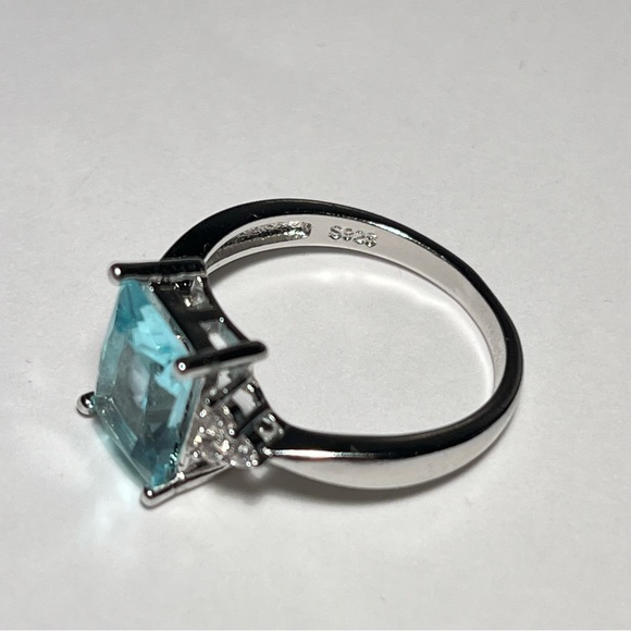 925 Sterling Silver Aquamarine Ring - Picture 6 of 6